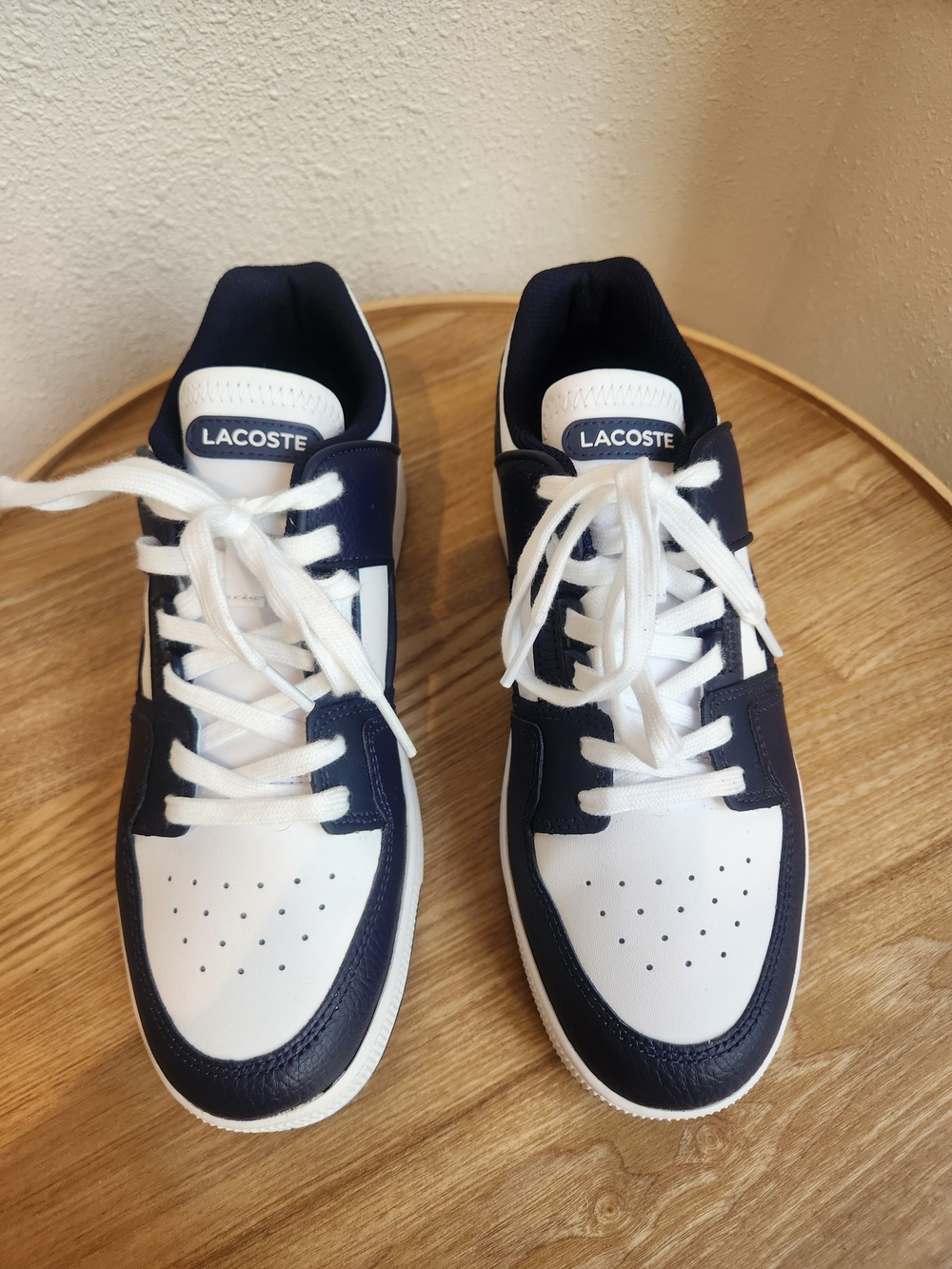 Lacoste Court Cage Navy & White Low-Top Leather Sneakers - Picture 6 of 9